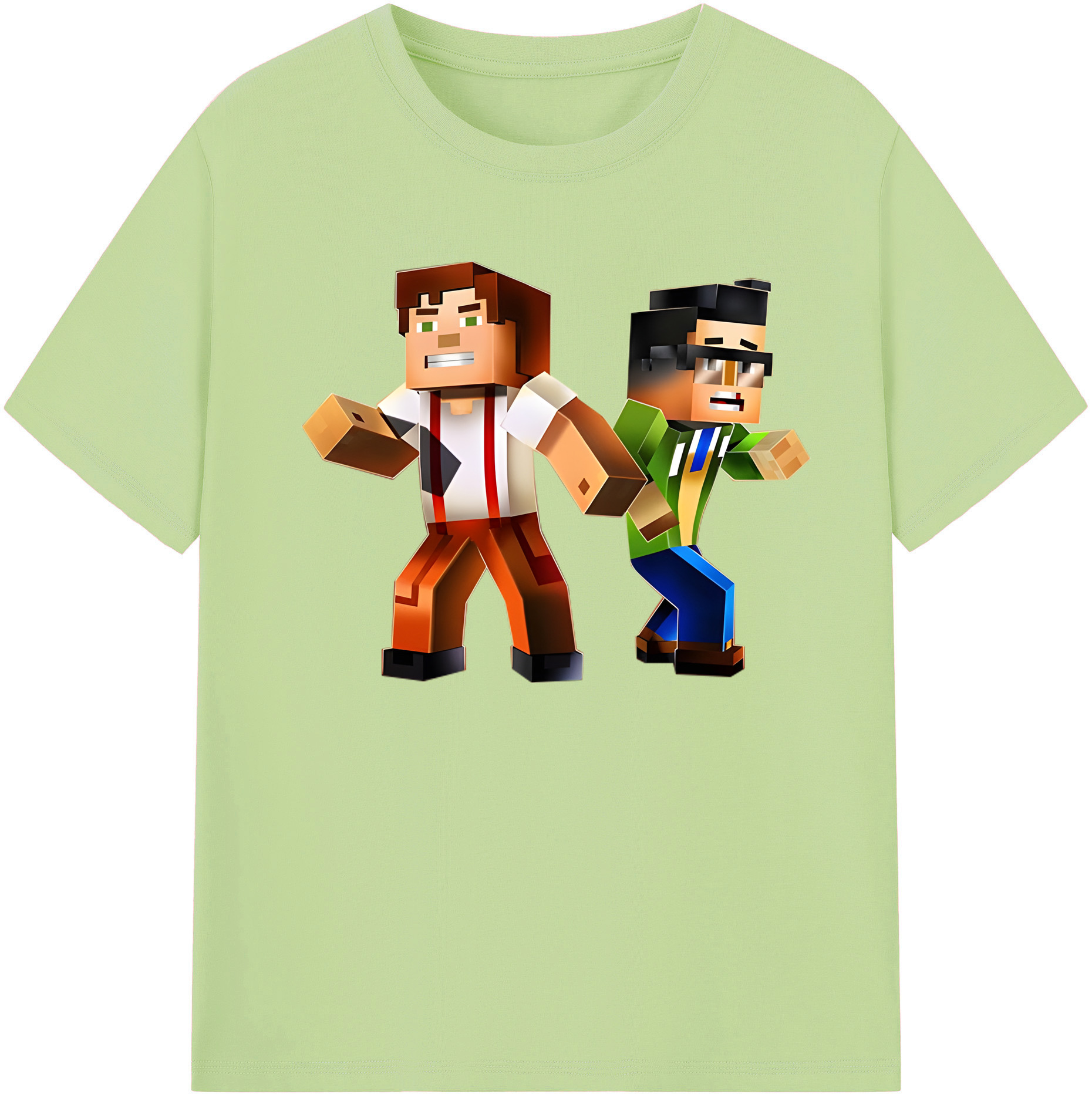 （画像用） マインクラフト ブロックの世界 Minecraft MC Block world 綿100％半袖Tシャツ（フロントプリント）